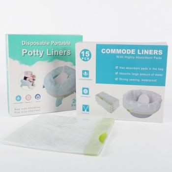 disposable commode liners with highly absorbent pad