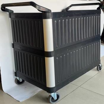 utility trolley carts with with enclosed panels on 3 sides