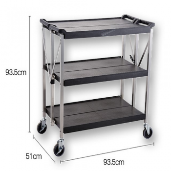 foldable 3 tiers trolley carts for restaurant and hotel