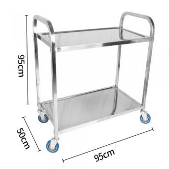 2 tiers stainless steel serving trolley cart